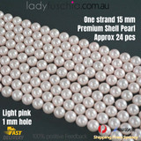 Strand 12mm Pink Round Natural Premium Shell Pearl Beads approx. 24 PCs