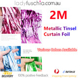 Metallic Tinsel Curtain Foil 2m - Carribean Blue