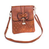 Caramel Butterfly Bow with Pearl Crossbody Bag 