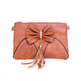 Caramel Butterfly Bow with Tassel Crossbody Bag 