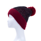 Wine Faux Fur Pom Winter Beanie Hat HATM235-7