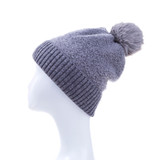 Grey Faux Fur Pom Winter Beanie Hat HATM237-3