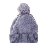 Grey Faux Fur Pom Winter Beanie Hat HATM237-3