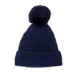 Navy Faux Fur Pom Winter Beanie Hat HATM238-2