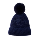 Navy Faux Fur Pom Winter Beanie Hat HATM239-2