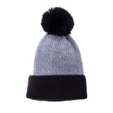 Grey Faux Fur Pom Winter Beanie Hat HATM251-1