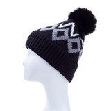 Black Faux Fur Pom Winter Beanie Hat HATM253-3