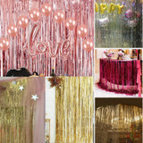 Metallic Tinsel Curtain Foil 2m - Milk