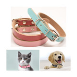 Genuine Cow Leather Dog Pet Puppy Cat Collar Neck Buckle Neck Strap Adjustable