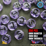 6MM PURPLE BLACK ALPHABET BEADS