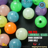 8MM LUMINOUS COLOURFUL ROUND BEADS