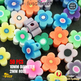 10MM POLYMERE CLAY BLUE FLOWERS