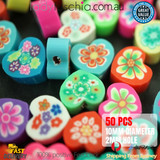 10MM POLYMERE CLAY HEART FLOWER