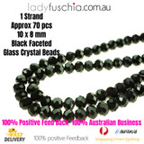 1 Strand 10mm Black Rondelle Faceted Crystal Bead Multiple Colour 68PC Free Ship