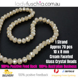 1 Strand 10mm Cream Rondelle Faceted Glass Crystal Beads Multiple Colour 70 PCs