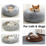 Pet Cat Dog Calming Bed Warm Soft Plush Round Nest Comfy Sleeping Kennel Cave AU