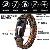 Flint Fire Starter 5in1 Survival Paracord Bracelet Whistle Compass Gear Tool Kit