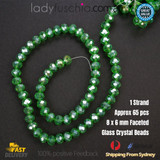 1 Strand 8mm Green Rondelle Faceted Glass Crystal Beads Multi Colour 65 PCs DIY