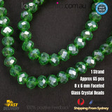 1 Strand 8mm Green Rondelle Faceted Glass Crystal Beads Multi Colour 65 PCs DIY