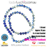 1 Strand 8mm Royal Blue Silver Rondelle Faceted Glass Crystal Beads Multi Colour 65 PCs DIY 1 Strand 8mm Royal Blue Silver Rondelle Faceted Glass Crystal Beads Multi Colour 65 PCs DIY