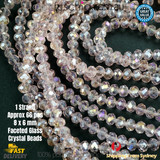 1 Strand 8mm Pink Rondelle Faceted Glass Crystal Beads Multiple Colour 65 PCS