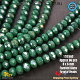 1 Strand 8mm Green Rondelle Faceted Glass Crystal Beads Multiple Colour 65 PCS