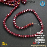 1 Strand 8mm Red Rondelle Faceted Glass Crystal Beads Multiple Colour 65 PCS