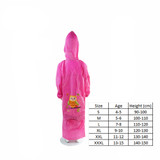 Kids Raincoat Uni sex Jacket Hoodie Boy Girl Backpack Animal Waterproof Breath