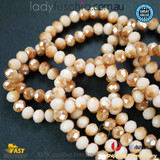 1 Strand 8mm Gold Cream Beige Shine Rondelle Faceted Glass Crystal Beads 65 PCS