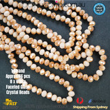 1 Strand 8mm Gold Cream Beige Shine Rondelle Faceted Glass Crystal Beads 65 PCS