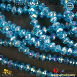 1 Strand 8mm Clear Blue Rondelle Faceted Glass Crystal Beads Multi Colour 65 PCs