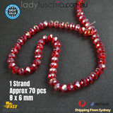 1 Strand 8mm Clear Red Rondelle Faceted Glass Crystal Beads Multi Colour 65 PCs 1 Strand 8mm Clear Red Rondelle Faceted Glass Crystal Beads Multi Colour 65 PCs