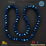 1 Strand 8mm Metallic Blue Shine Rondelle Faceted Glass Crystal Beads 65 PCS