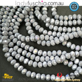 1 Strand 8mm Matte Grey Shine Rondelle Faceted Glass Crystal Beads 65PCS