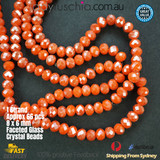 1 Strand 8mm Orange Shine Faceted Glass Crystal Beads Multi Colour 65 PCs DIY