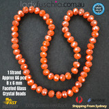 1 Strand 8mm Orange Shine Faceted Glass Crystal Beads Multi Colour 65 PCs DIY