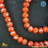 1 Strand 8mm Orange Shine Faceted Glass Crystal Beads Multi Colour 65 PCs DIY
