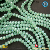 1 Strand 8mm Light Teal Silver Shine Rondelle Faceted Glass Crystal Beads 65 PCS