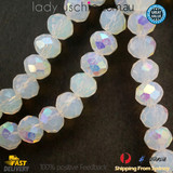 1 Strand 8mm White Opal AB Faceted Glass Crystal Beads Multi Colour 65 PCs DIY