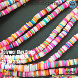 40cm Strand Mixed Rainbow Colour Polymer Clay Beads 6mm Disc Shape Spacer Bead