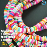 40cm Strand Mixed Rainbow Colour Polymer Clay Beads 6mm Disc Shape Spacer Bead