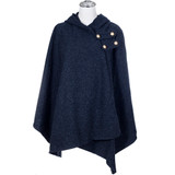 Navy Hooded Open Front Free Size Winter Coat SP1220 NAVY