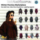 Black Knit Sweater Poncho with Sleeves SP1230 BLACK