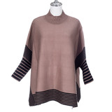 Coffee Knit Sweater Poncho with Sleeves SP1230 COFFEE