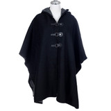 Black Hooded Open Front Free Size Winter Coat SP1233 BLACK