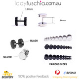 Unisex Flat Round Barbell Plug Stud Earrings GYM MENS Stainless Steel 4-12mm AU