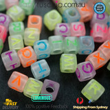 250 pc Alphabet Letter Cube Acrylic Beads bead CANDY Luminous mixed letters craft 6mm