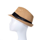 Wide Brim Straw Panama Beach Fedora Sun Hat Men Women Roll up Straw Cowboy Hat HAT942-6