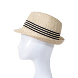 Wide Brim Straw Panama Beach Fedora Sun Hat Men Women Roll up Straw Cowboy Hat HAT957-2