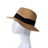 Wide Brim Straw Panama Beach Fedora Sun Hat Men Women Roll up Straw Cowboy Hat HAT976-4